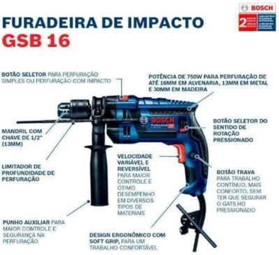 Bosch Furadeira de Impacto GSB 13 RE-M - 750W 220V, em maleta - Image 6