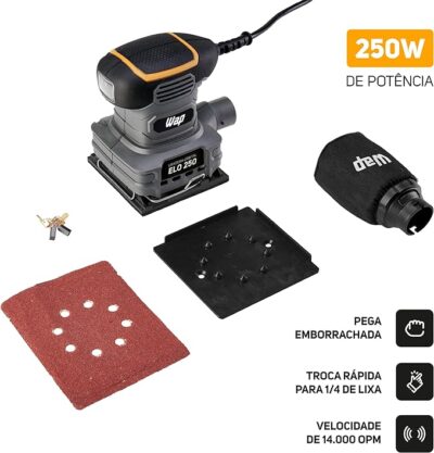 WAP Lixadeira Roto Orbital ELO 250 com Coletor de Pó Removível, Empunhadura e Base Emborrachada, 110 x 105mm 250W 220V - Image 6
